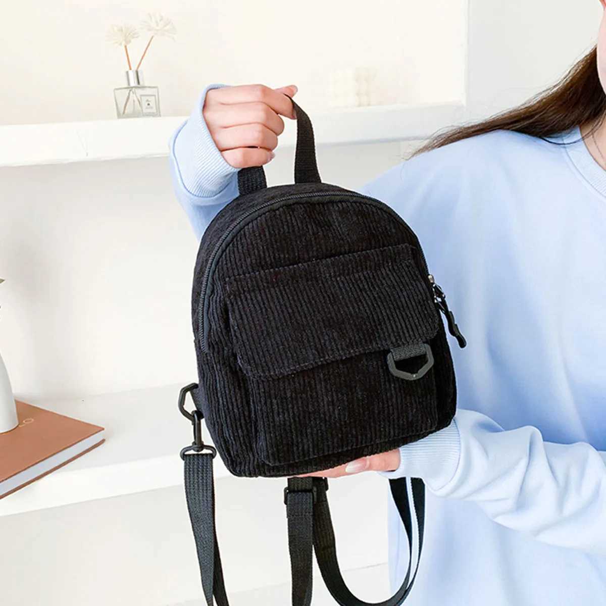 Velvet Solid Color Japanese Style Womens Backpack Simple Student Bookbag Ladies Shoulder Bag Y250811