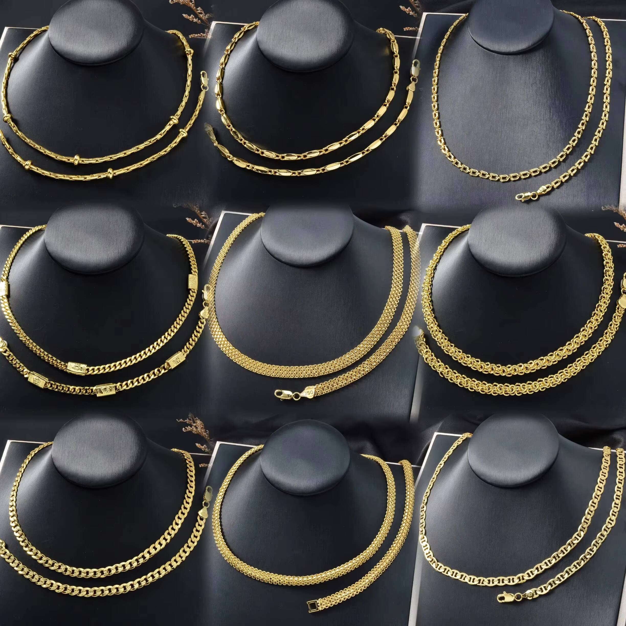 Custom Luxury Jewellery Italy 18k Gold Plated Copper Necklace and Bracelet Jewelry Sets Women