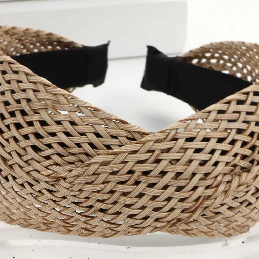 Bohemian Style Straw Band Weaving Cross Knotted Hair Band Wen Girl Handmade Wide Band Travel Holiday Hair Accessories X250812