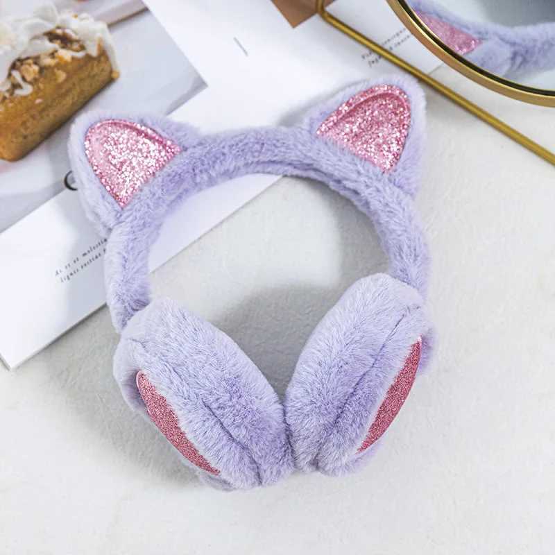 Autumn Winter New Thermal Earmuffs Spot Wholesale Thick Pink Heart Plush Retractable Cat Ears Childrens Earmuffs Women Comfort XJ250812