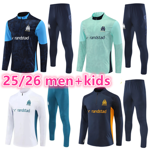 2025 2026 Mmarseille tracksuit GREENWOOD BALERDI MarseilleES survetement 2024 25 26 soccer Training suit Olympique OM men kids football Sportswear jogging kit