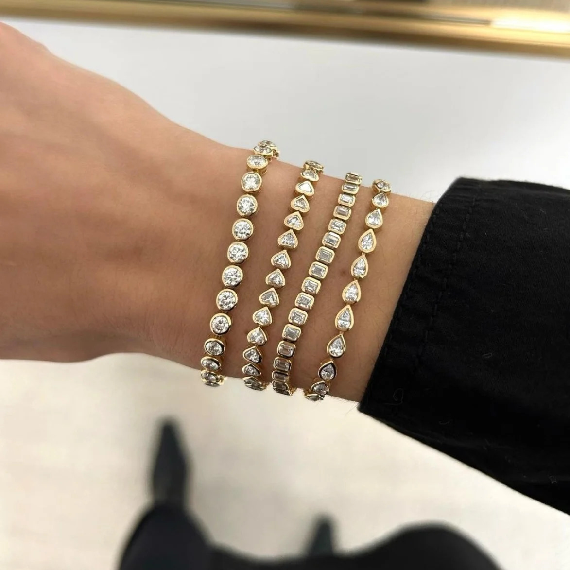 Geometric 4 Different Shape CZ Tennis Bracelets Micro Paved 5A Zirconia Gold Silver Color for Women Fashion Jewelry Trendy 250807
