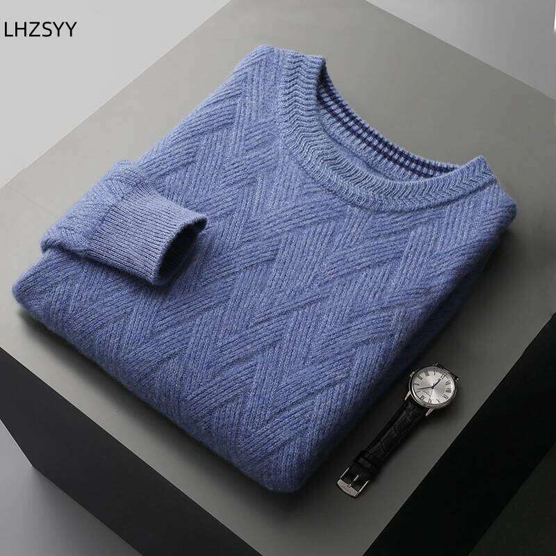 LHZSYY Men' New 100%Cashmere Sweater Winter O-Neck Mat Pullovers Long Sleeve Loose Plus Size Base Shirt Thicken Casual Knit Tops 250812