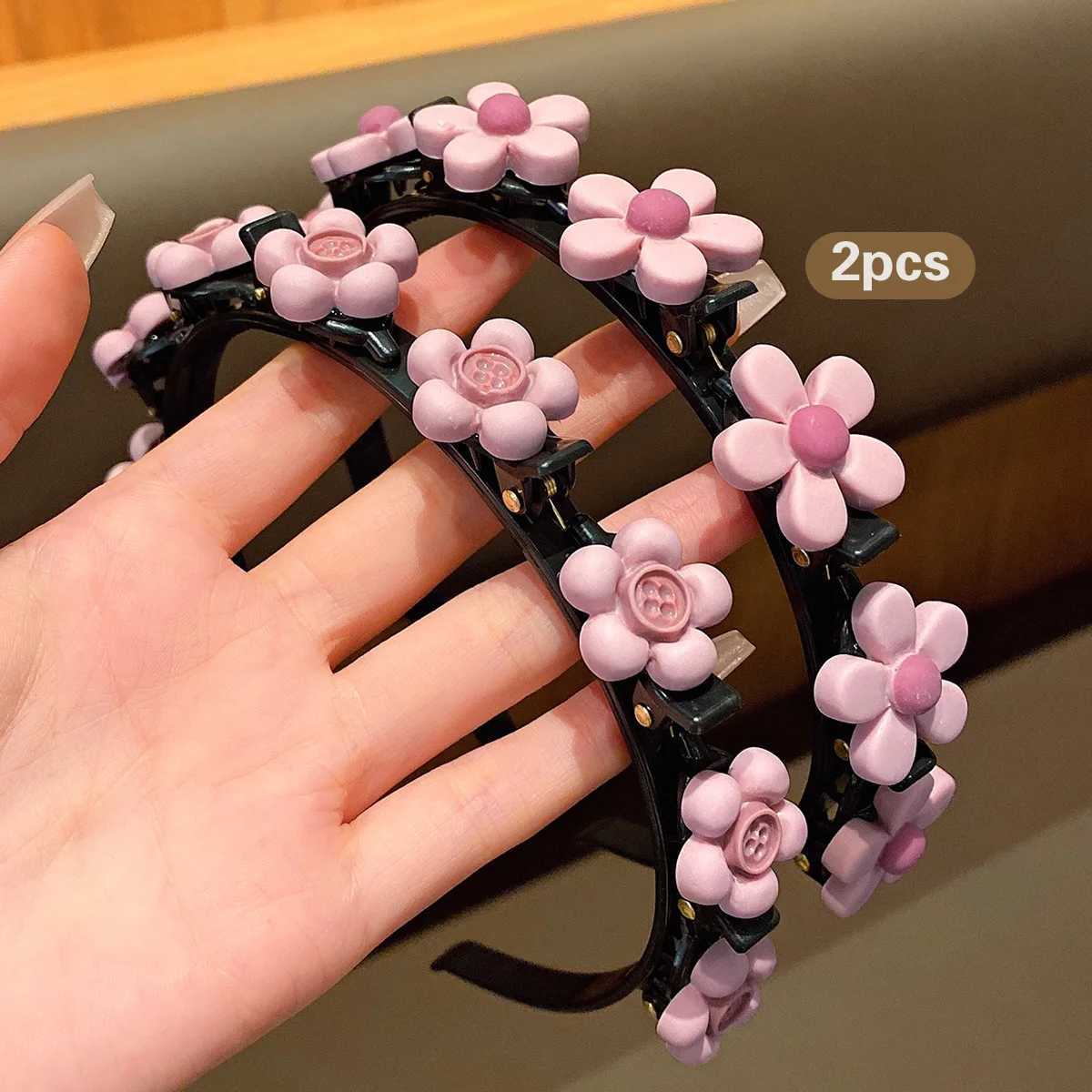2 Little Girls New Braided Hair Band Flower Childrens Hair Accessory X250812