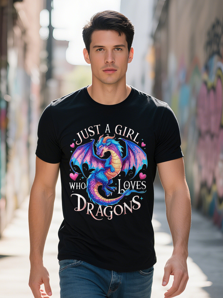 Just Loves Dragons Cute Dragon g Cotton T Shirt PLUS SIZE L XL