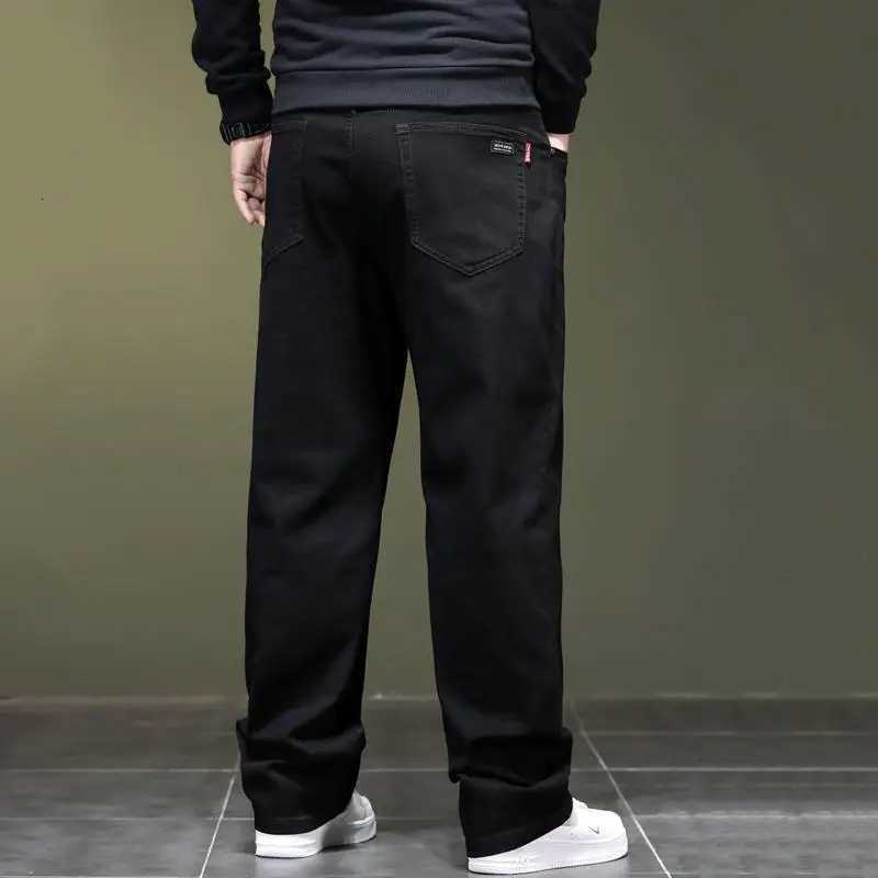 Man Black Jeans Big Size Denim Fabric Pants for Fat People 45-150kg Men Wide Leg Jeans Mens Pants X250812