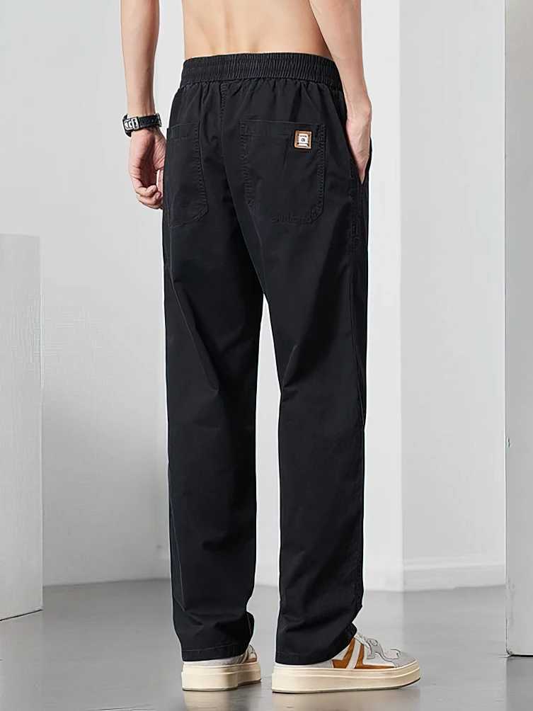 Straight Casual Cargo Pants Men Wide Leg Brown Long Cargo Business Work Trousers Drawstring Baggy Sweatpants Male X250812