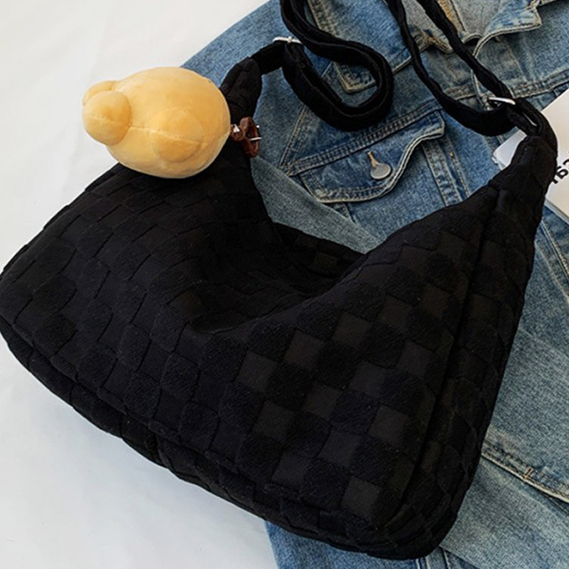 Ins Style Large Capacity Canvas Women Korean Version Literary Single Shoulder Handheld Tote for Female College Students Class Crossbody Bag