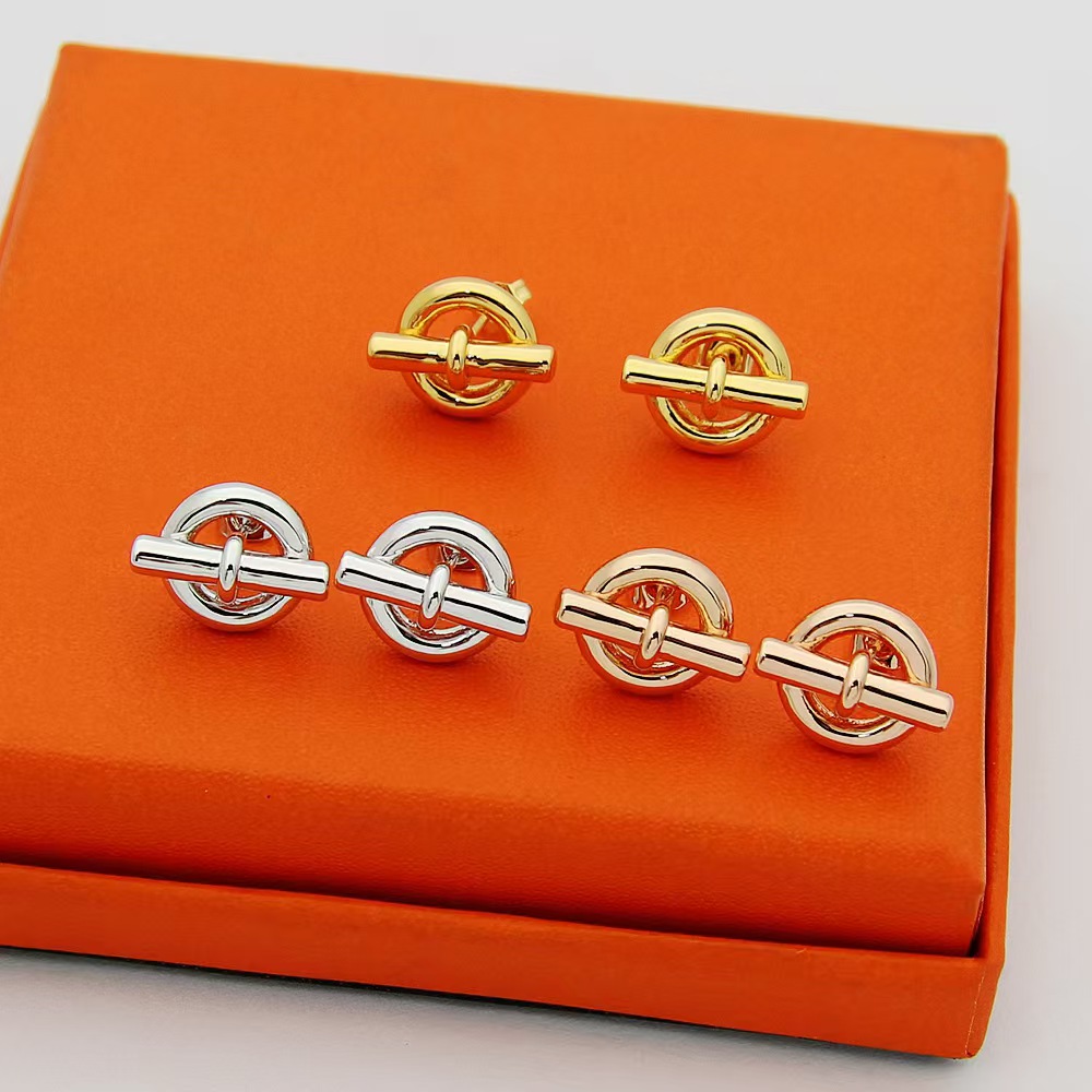 Classic smooth surface OT buckle earrings luxury brand H earrings couple high-quality stainless steel designer jewelry