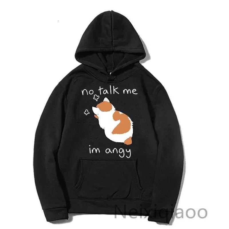 Plus Size No Talk Me Im Angy Cartoon Cat Prints Hoody Women Men Casual Hoodies Harajuku Autumn Winter Pullover Y250811