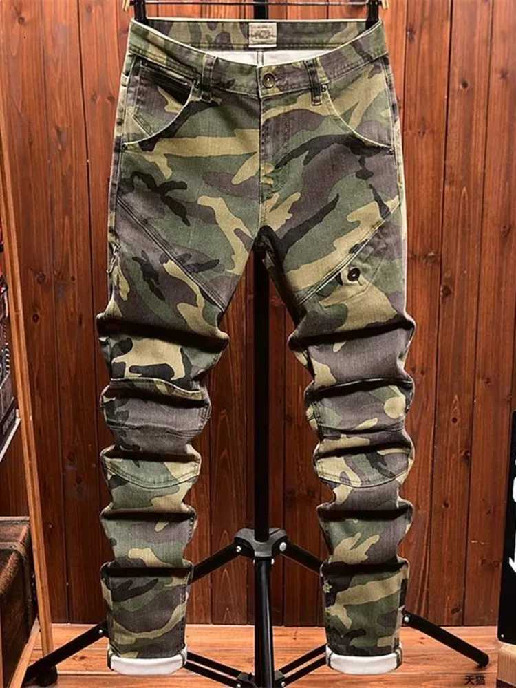 Spring and Autumn New Fashion Camouflage Straight Stretch Small Legs Mens Casual Comfortable Breathable High-Quality Jeans 36 X250812