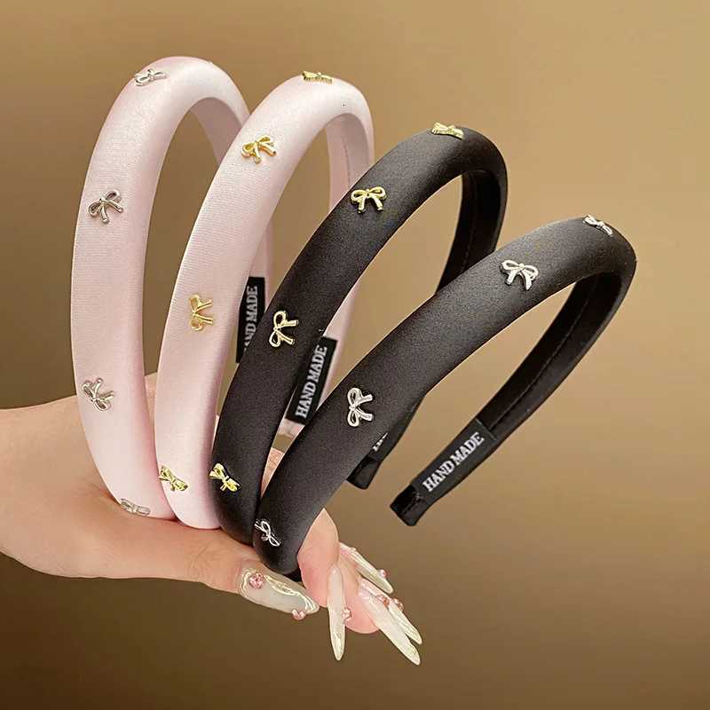 Black Color Bow Soft Sponge Wide Bands for Women Face Wash Minimalist Hair Hoops High Skl Top Elastic Accessories X250812