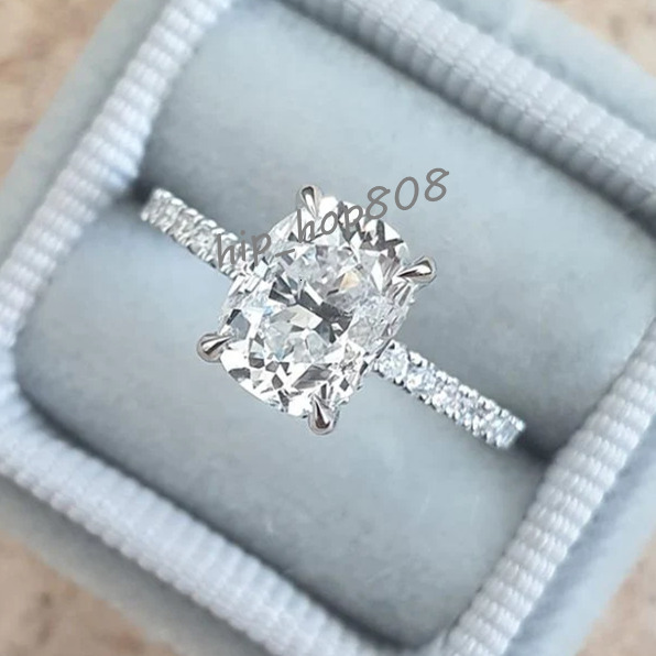 Luxury Jewelry Vermeil Cushion Cut Moissanite Solitaire Diamond 925 Sterling Silver Halo Engagement Ring