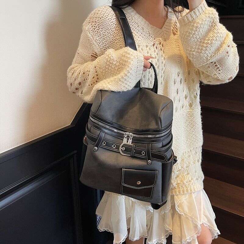 toteBag Shoulder bag ROSE NOIRE Fashion Commuter Large Capacity Women New Casual Color Block Travel School Bag College Student Backpack