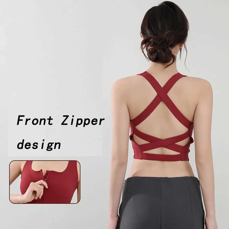 Women Fitness Underwear Bras Cross Back Beauty Sports Bras Front Zipper Top Bra Sexy Breathable Underwear For Women Gym Top Z250812