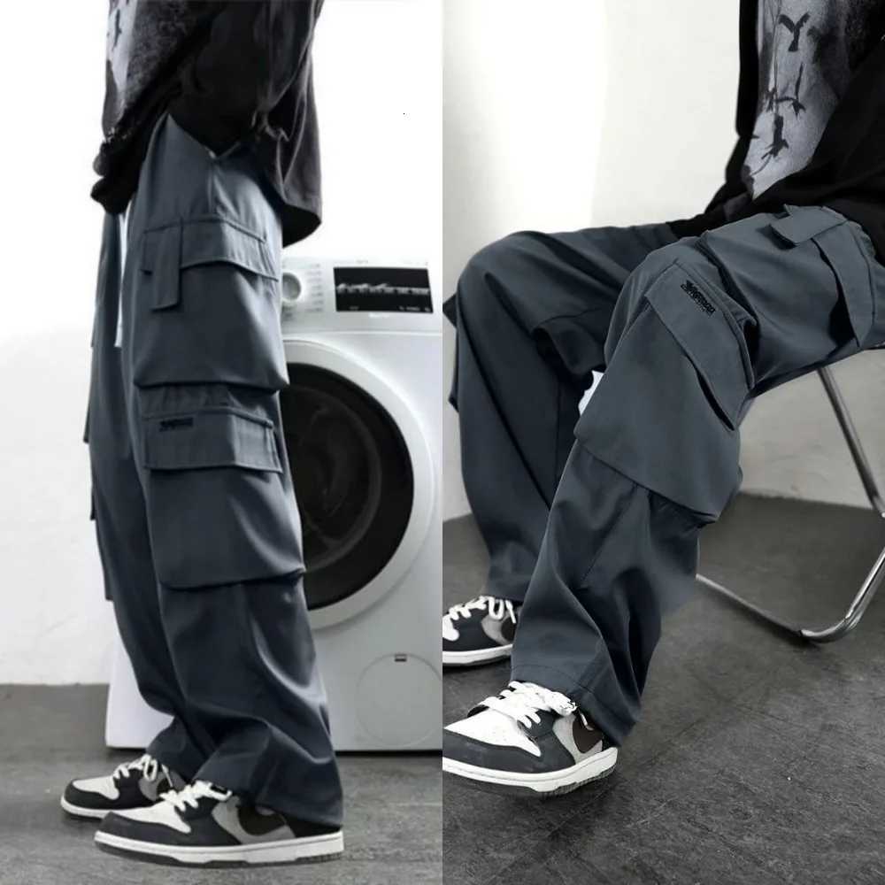 Harajuku Oversized Cargo Parachute Pants Men Streetwear Vintage Y2k Hip Hop Wide Leg Joggers Baggy Casual Sweatpants Techwear X250812