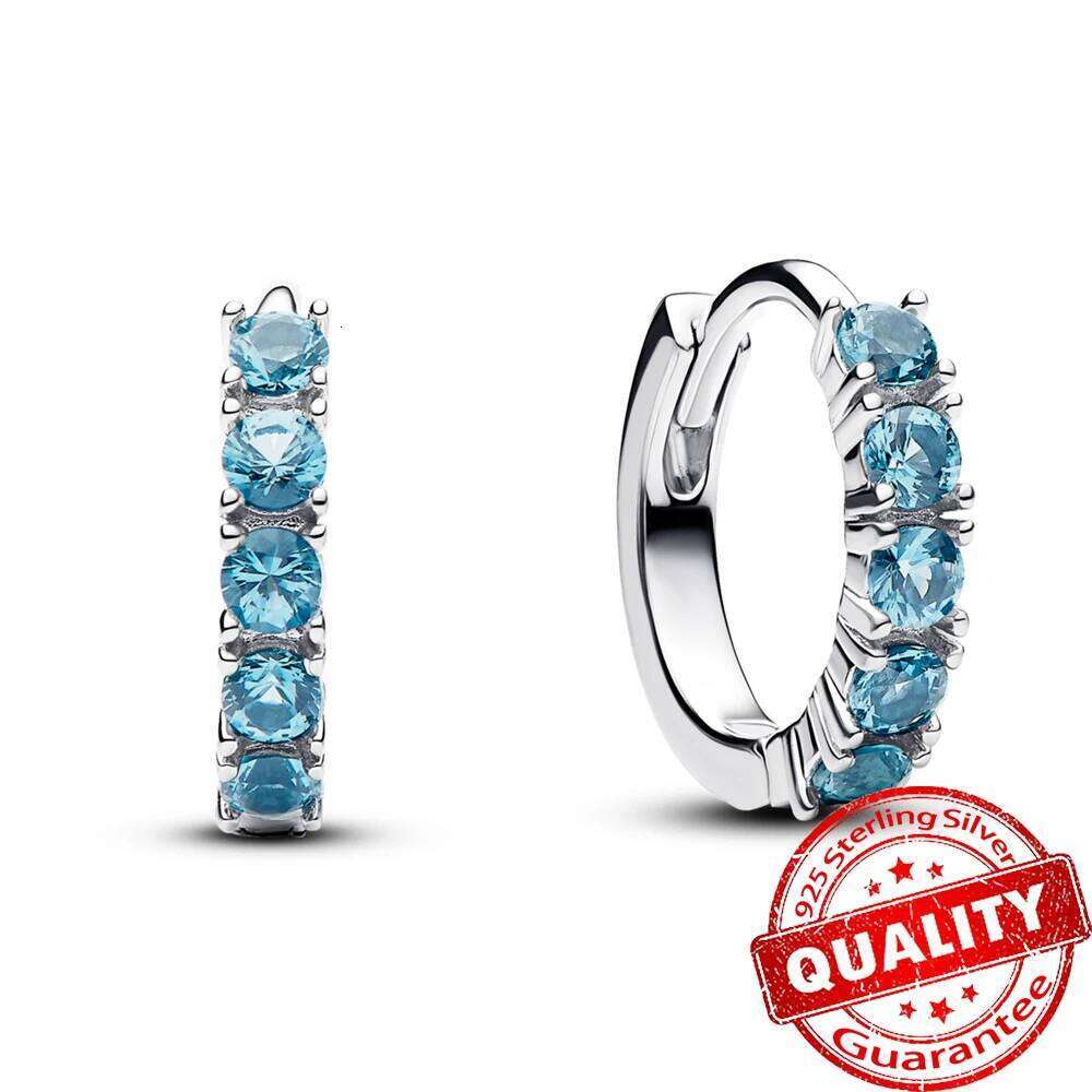 2025 New earring for women 925 Sterling Silver Light Blue Hie Earrings Pink Hoop Earrings For Girl Best Birthday Jewelry Gift