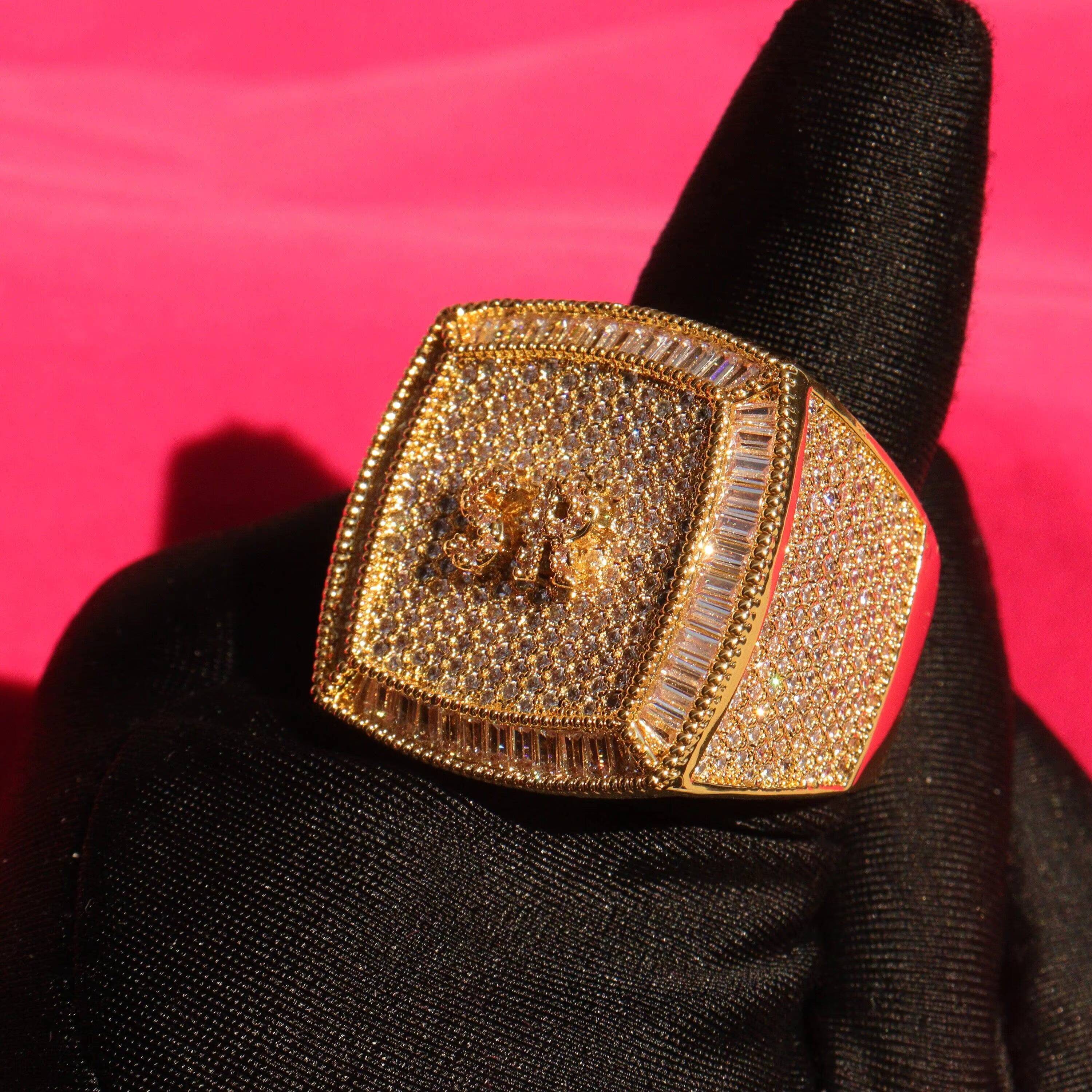 Customized Mens 925 Sterling Silver Hip Hop Ring Fully Iced Out Featuring VVS Clarity Moissanite Diamond for Weddings