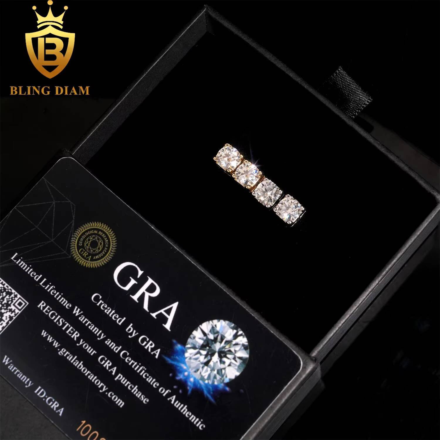 Blingdiam Jewelry Cheap Wholesale 925 Silver Vvs Moissanite With Certificated Lab Grown Diamond Real Gold Luxury Earrings