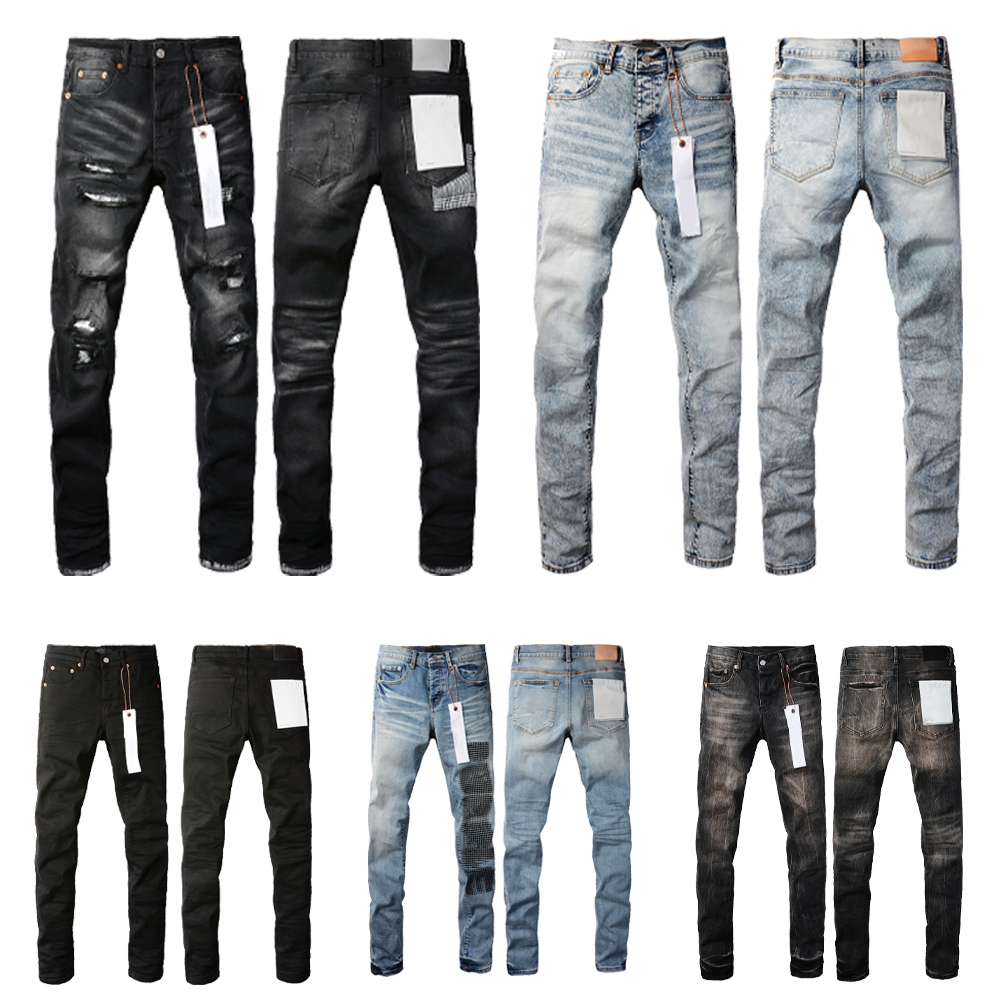 Designer jeans for mens dark ripped zipper fly high street hole patch jeans print hip hop jeans trousers fashion pants high end quality slim fit jeans pants