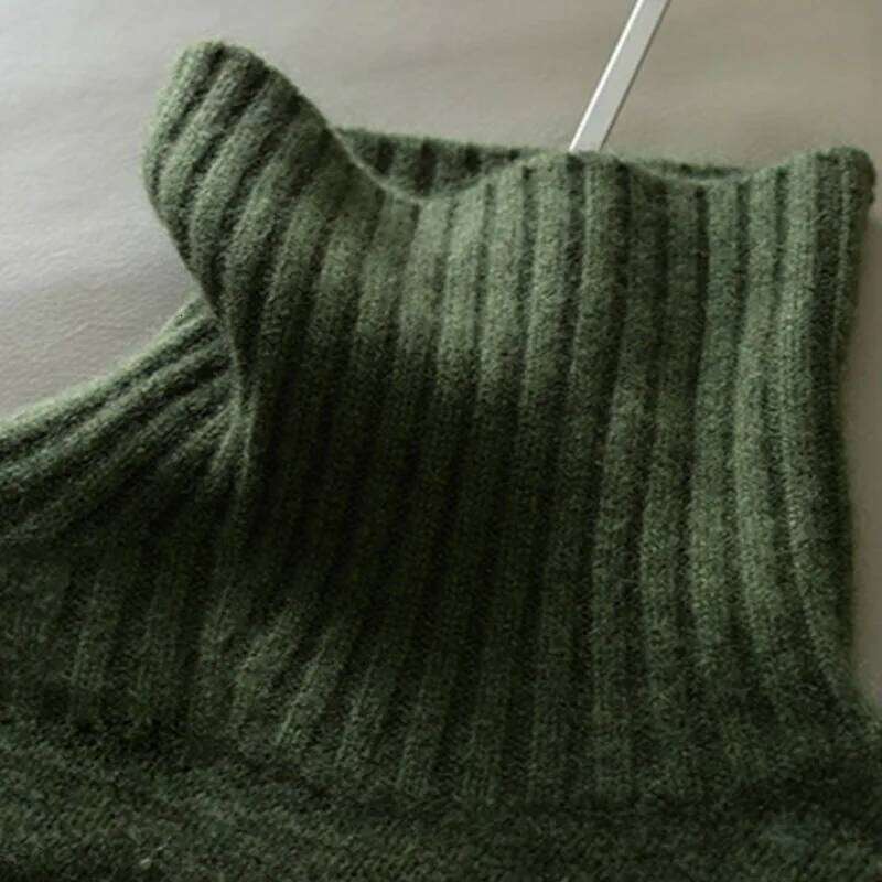 Cashmere Women Turtleneck Knitted Wool Pullover Long Loose Thick Warm Fashion Casual Women's Sweater MDNG 20250811