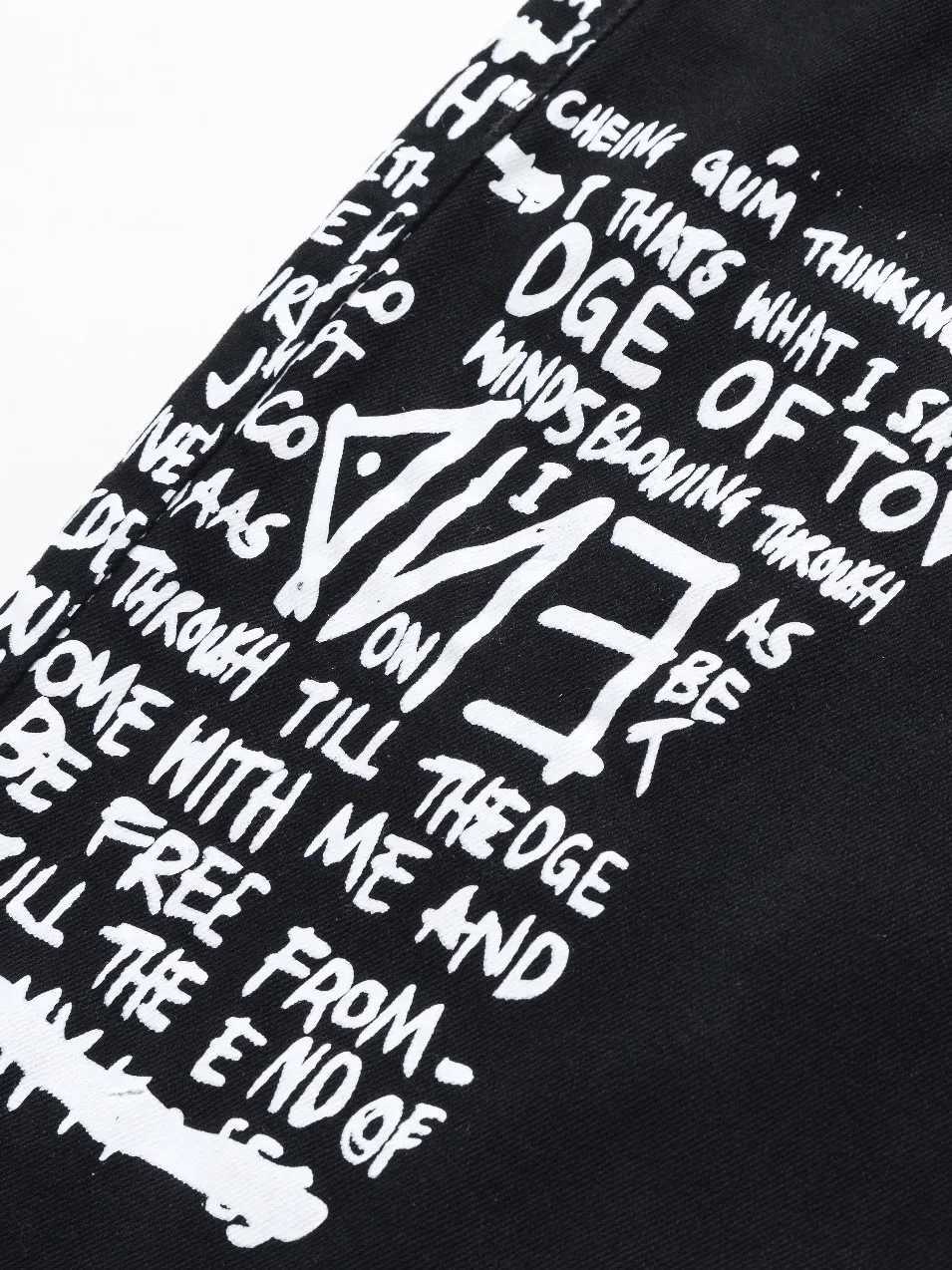 European and American new vintage pocket printed black jeans for men X250812