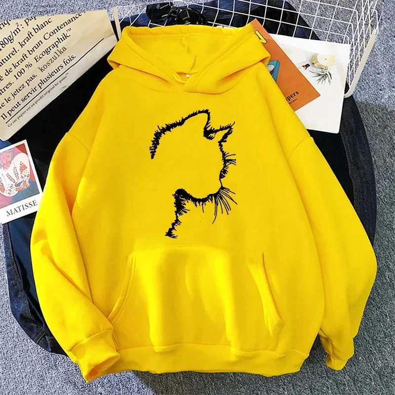 Autumn Winter Womens Sweatshirts Cute Cat Home Casual Hoodies Sports Pullover Tops Daily Woman CloTHing Y250811