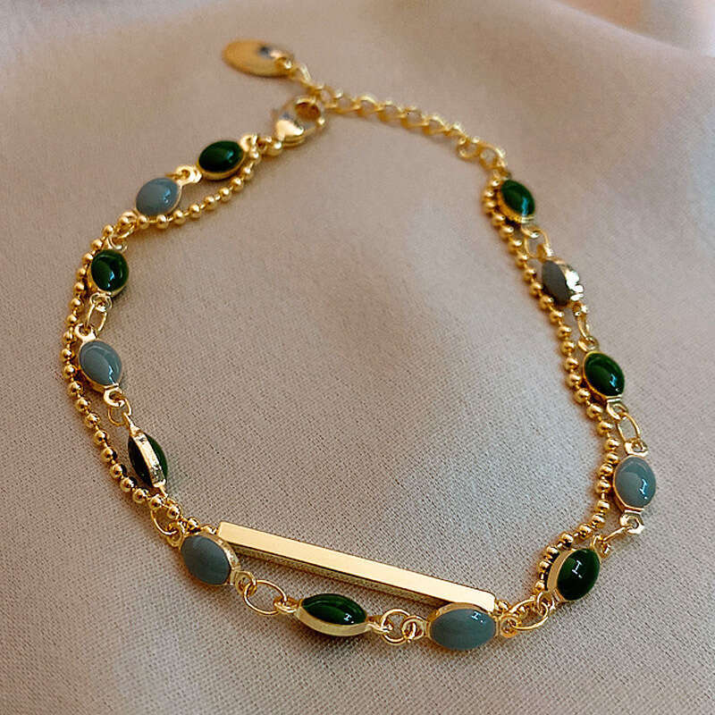 French Double-Layer for Women, Ins Stackable Bracelet, New Chinese Style, Ancient Style Bracelet