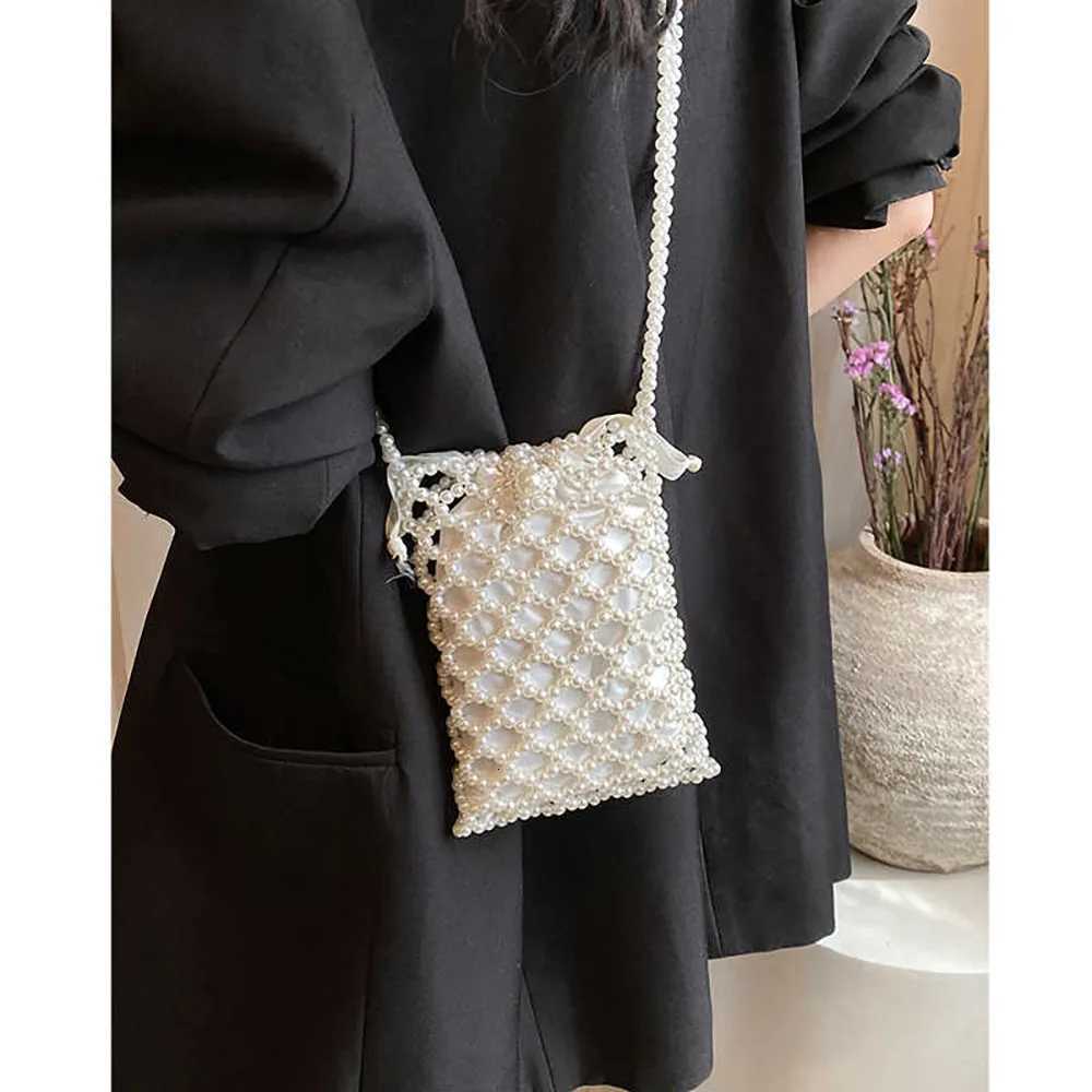 Pearl Bag Women Design Mini Phone Single Shoulder Bags Beading 2025 New Summer Chains Crossbody Bag for Wallet Daily Pack Z250812