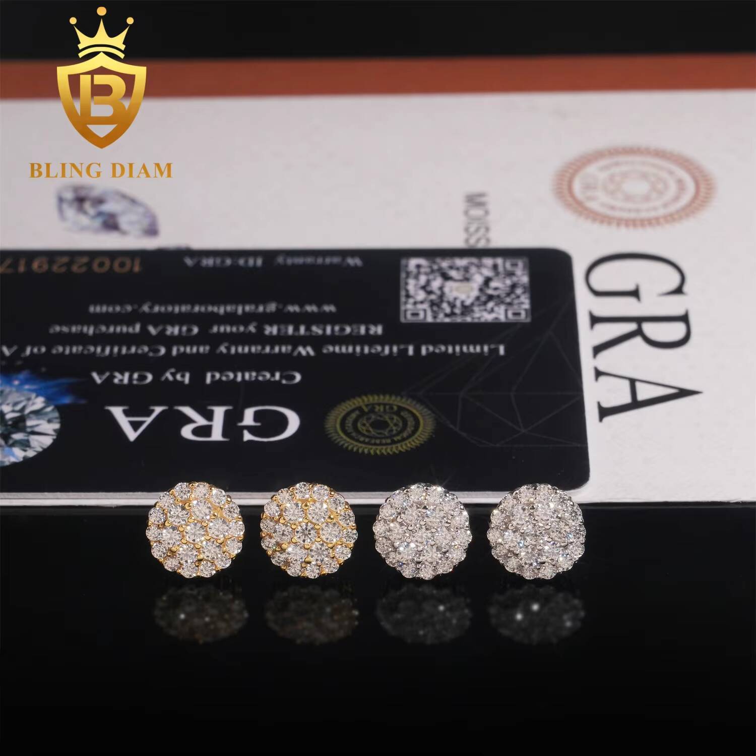 New Fashion Fine Jewelry Iced Out Flower Cluster Earrings 925 Sterling Silver VVS Moissanite Stud Earrings