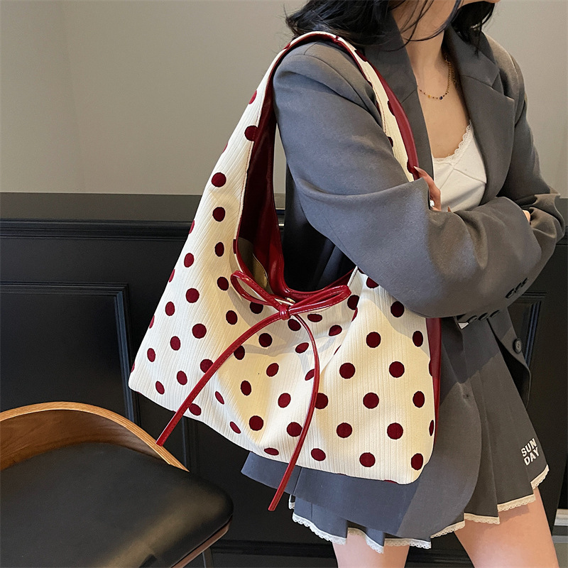 2025 Autumn New Women s Shoulder Bag bag Simple Bow Handbag New Fashion women s Dot Underarm Handbag Commuter Bag Autumn New Designer Bag