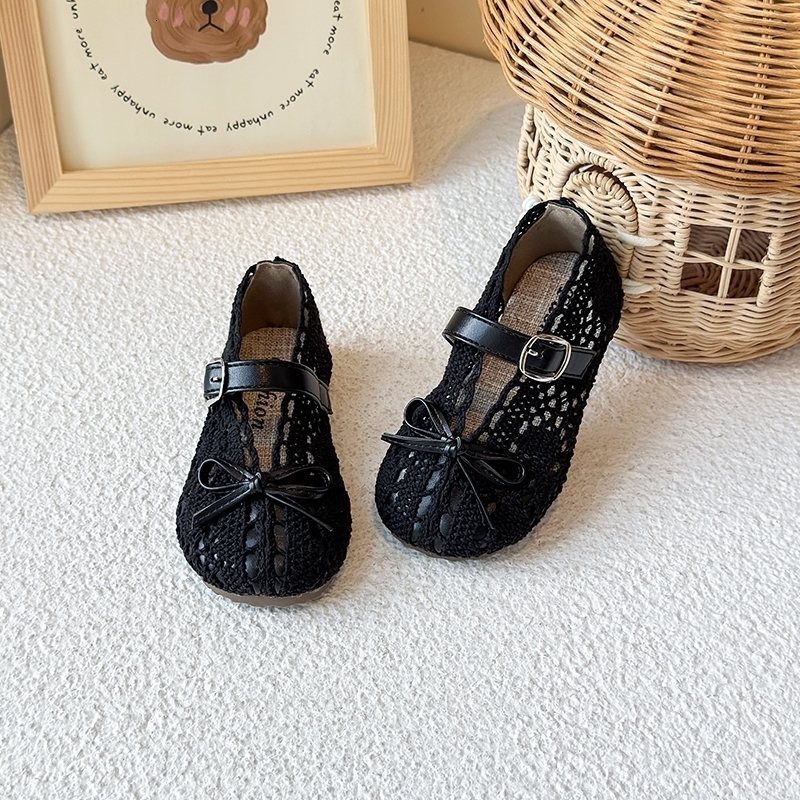 Spring Summer Knitted Lace Fabric Breathable Girls Princess Shoes Nonslip Soft Baby Toddler I05286 w250725