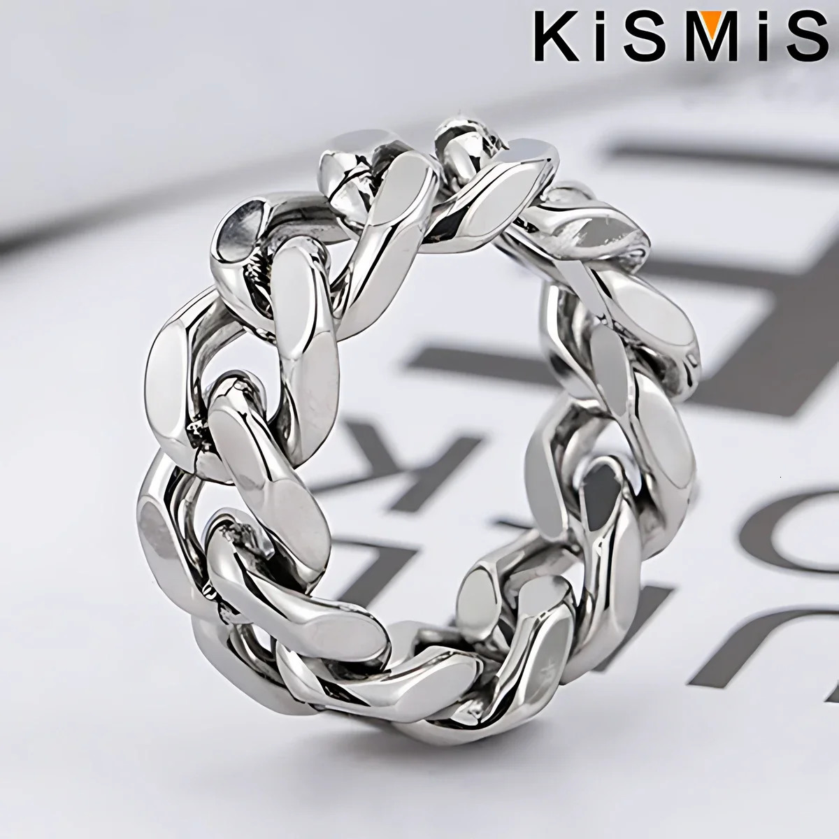 Stainless Steel Rings for Men Cuban Link Chain Male Boy Finger Ring Fashion Jewelry Accessories Wedding Band Gift for Him 250812