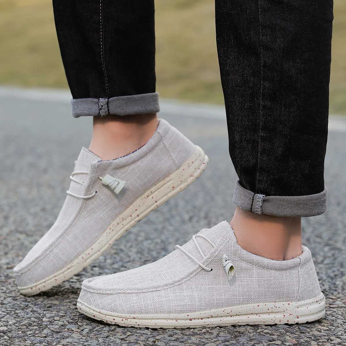Men Casual Canvas Shoes Mens Loafers Breathable Slip on Flats Male Vulcanized Shoes Driving Shoes Plus Size 47 Walking Sneakers Z250812