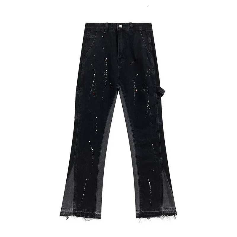 2K Retro Splicing Washed Jeans Mens High Street Spotted Pants Slightly Tattered Casual Pants Casual Hip Hop High Street X250812