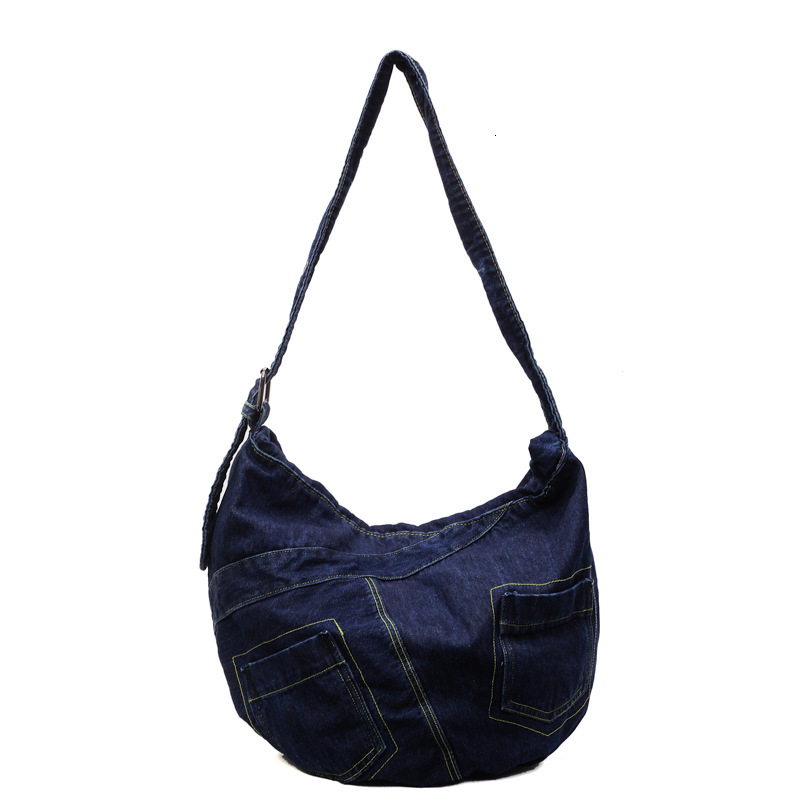 Denim for Women New Washed Single Shoulder Crossbody Large Capacity Commuter Handbag Tote Bag