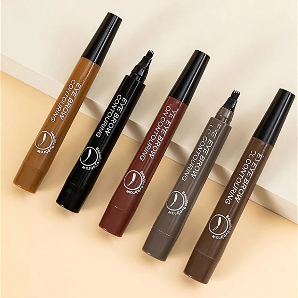 5 Colors Microblading Eyebrow Pen Waterproof Liquid Eyebrow Pencil Long Lasting Eyebrow Pen 4 Points Eye Brow Pen Cosmetics 250809