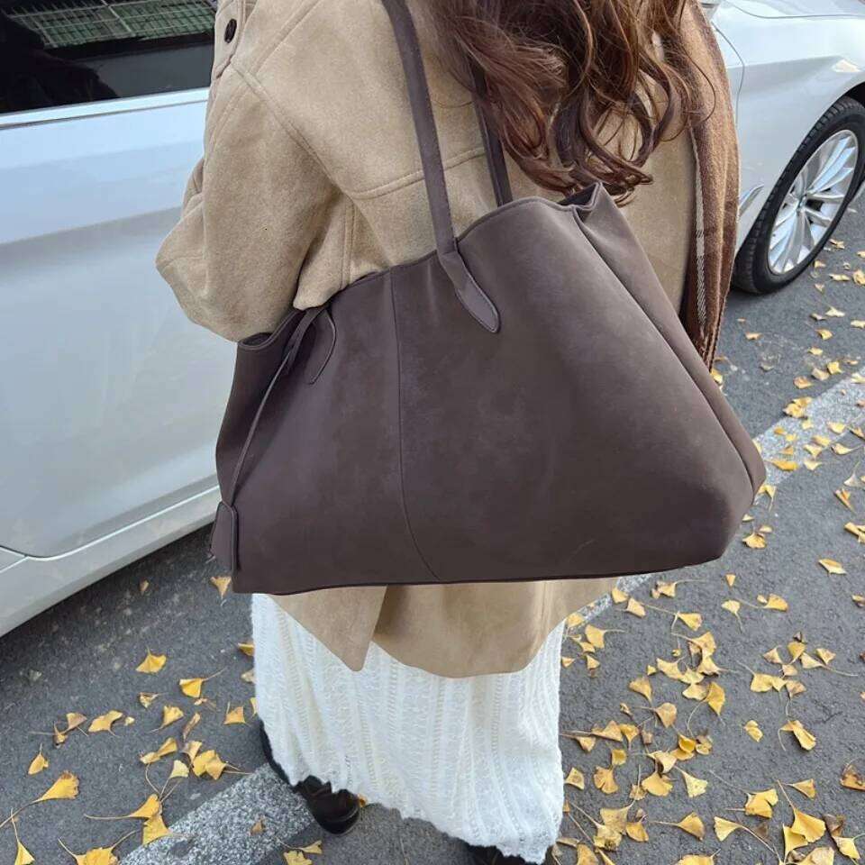 Winter Faux Suede Handbags Women England Style Solid Casual Totes Large Capacity Designer Shoulder Lady Retro Female Bags