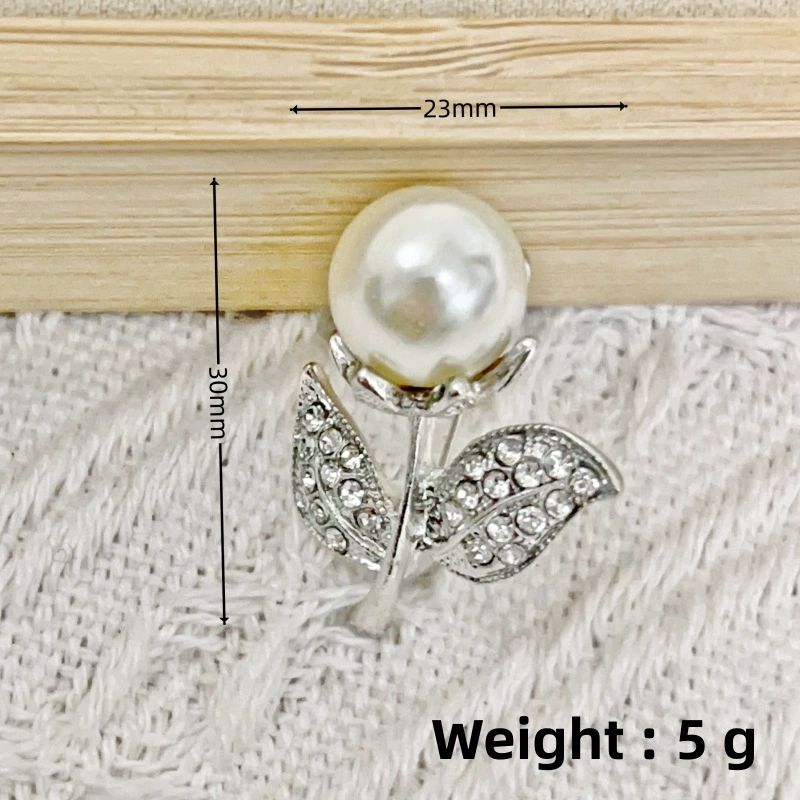 Sophisticated Ladies' Designer Jewelry Set Floral Motif Camellia Suits Buttons with Sparkling Pearls