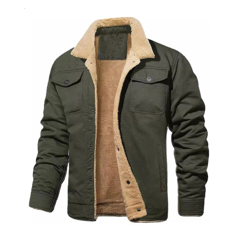 Men Autumnwinter Retro Plush Jacket Thickened Windproof Loose Comfortable Warm Fashionable Street Style Casual Work Jacket 250811