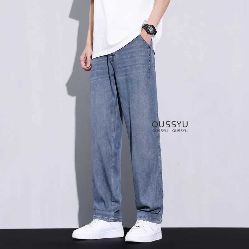 igh Quality Nev Clothing Lyocell Fabric Jeans Men Summer Thin Work Wear Slacks Jogger Retro Blue Wide Leg Trousers Streetwear X250812