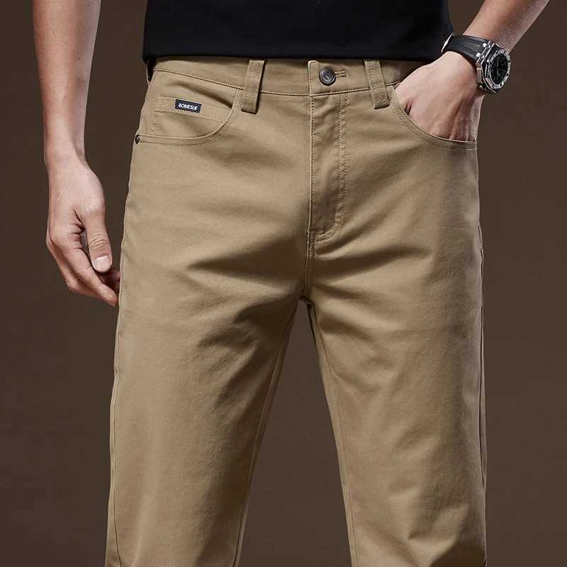 97% Cotton 2024 Autumn Mens Clothing Business Trousers Men Straight Casual Pants Mens Pants Cotton Black Gray Khaki Brand W250812