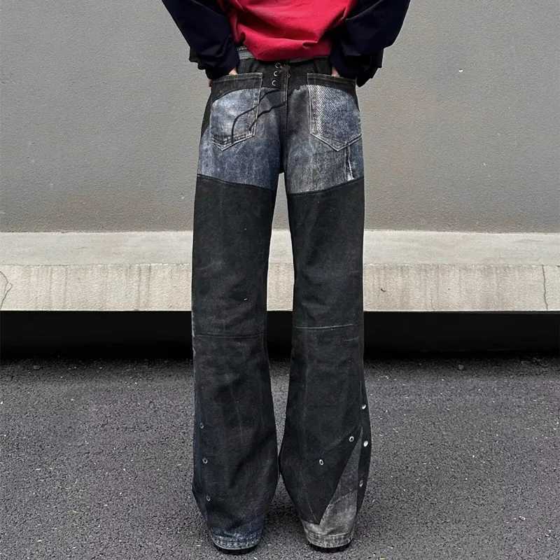 2024 Cyber Y2K Streetwear 3D Graffiti Print Baggy Jeans Pants For Men 90S Vintage Clothes Straight Luxury Denim Trousers X250812