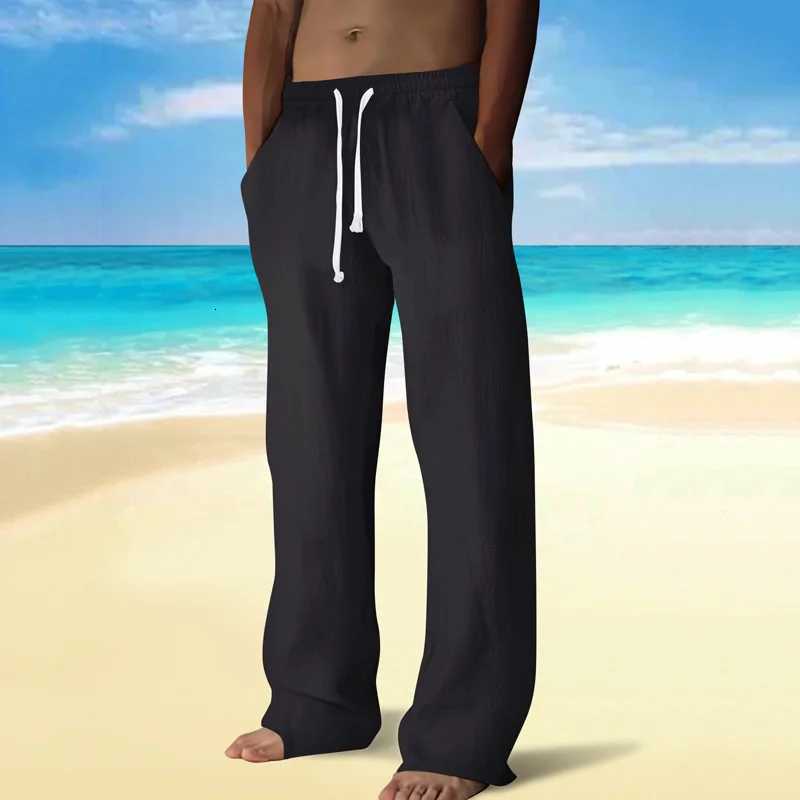 Spring and Summer Mens Casual Cotton and Linen Long Pants Loose Breathable Solid Color Long Pants Male Casual Sport Long Pants W250812
