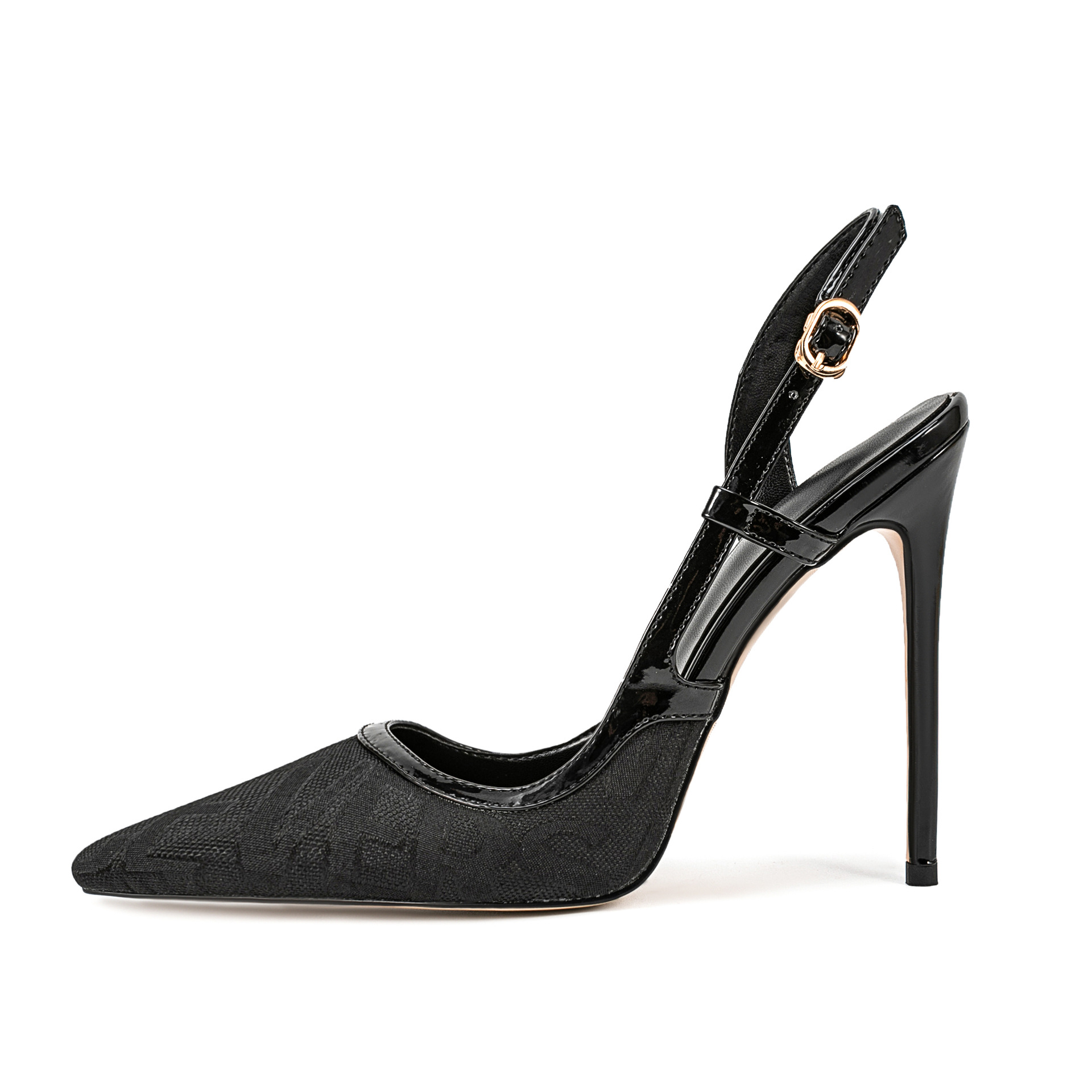 Runway Stiletto Sandals - Letter Ankle Strap Pointed Toe Heels (8cm+) Black and Brown
