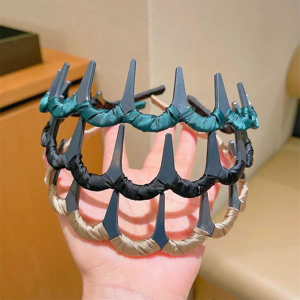 2Pcs/set Fashion Fabric Bands Large Plastic Teeth Hairbands Hairhoops for Women Hair Accessories X250812