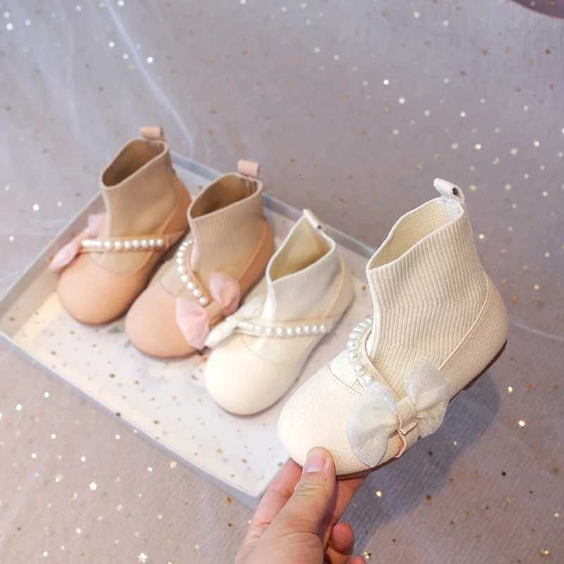 2024 Autumn Winter Brand New PU Leather Lace Bow-knot Sweet Soft Girls Princess Boots Ankle Boots Slip-on Soft XJ250812