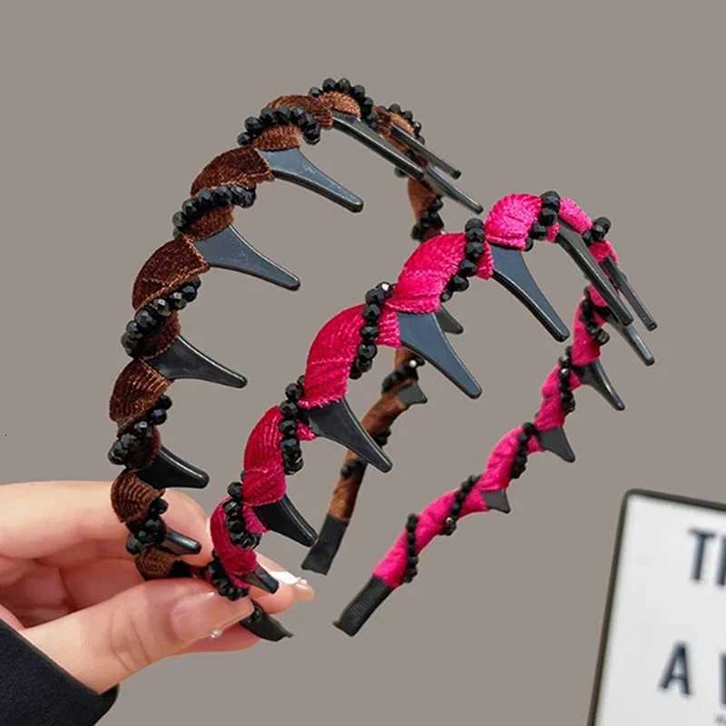 Vintage Velvet Pearl Wave Top Hairband Anti-Slip Toothed Hairband For Women Girls Fashion Sweet Hair Accessories X250812