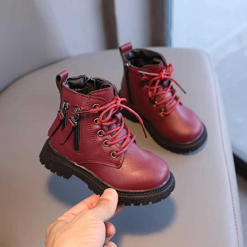 Rubber Boots for Children Boys Tide Boots Autumn Winter Warm Cotton Ankle Boots for Kindergarten Girls Kids Boots Double Zip New XJ250812