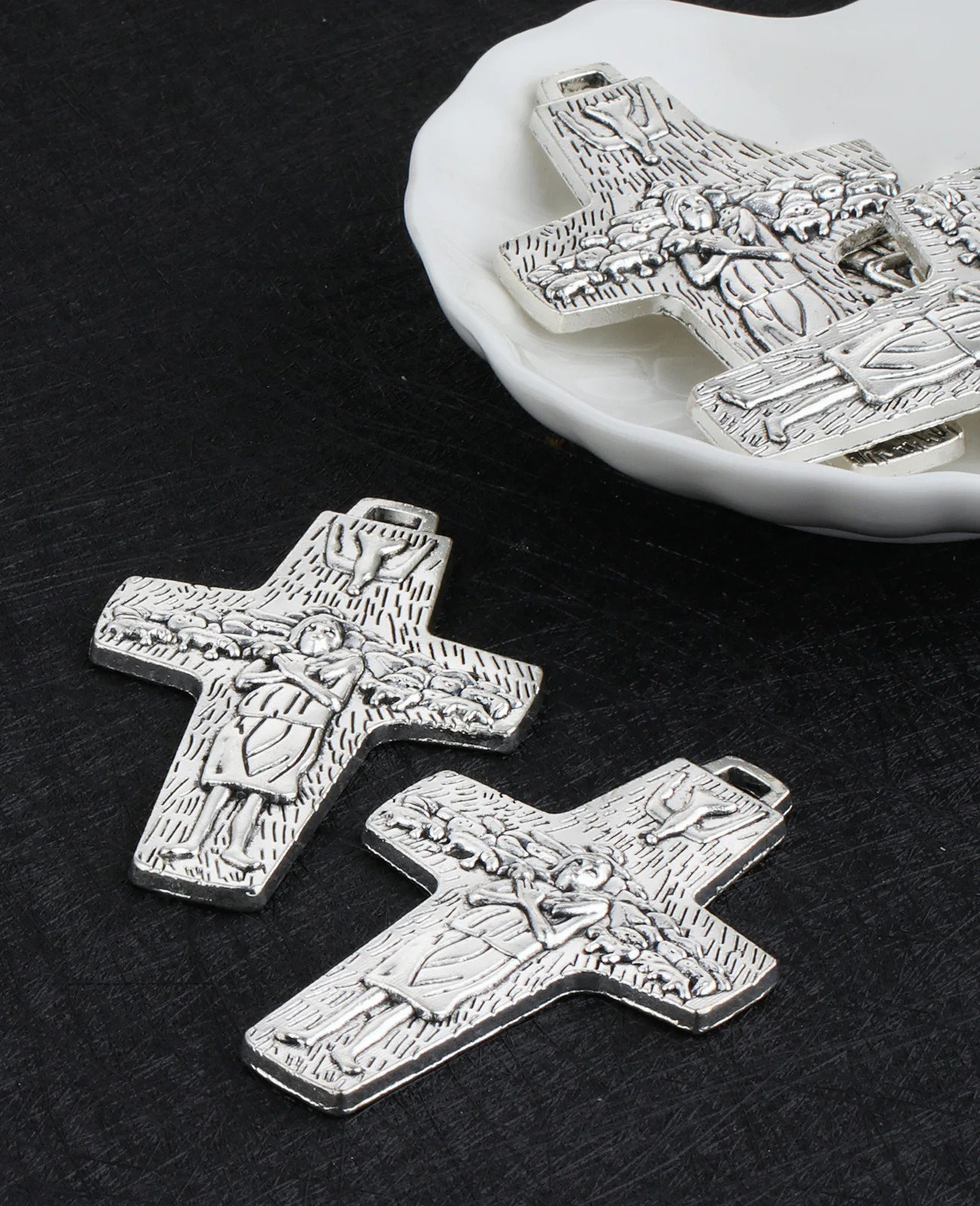 Diyalo 1Pc Large The Good Shepard Cross Pendants Catholic Pope Francis Papal Cross Charms for Jewelry DIY Making Accessories 250807